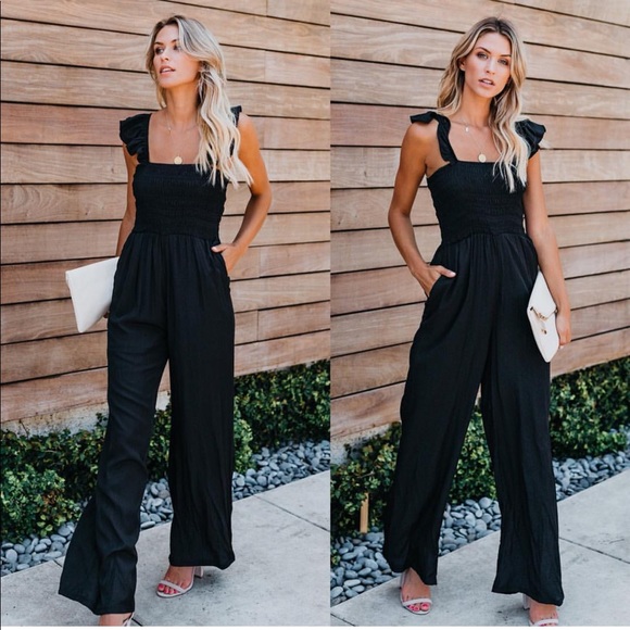 Tea n Cup Pants - MERRIMENT SMOCKED POCKETED JUMPSUIT Tea n Cup Pants - MERRIMENT SMOCKED POCKETED JUMPSUIT